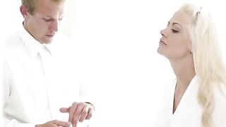 The newlyweds begin their life with an immediate intimate moment