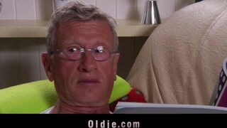 A girl is getting fucked by an older gentleman