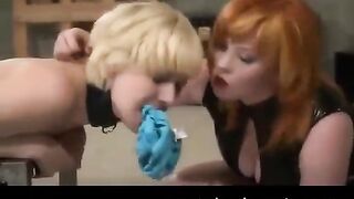 Lesbian beauties fuck each other with passion and dominate