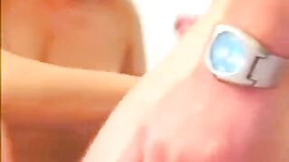 A young Russian blonde girl made a stunning blowjob