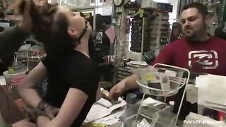 The girl was roughly fucked in the store, and it was filmed