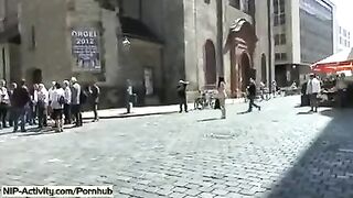A girl showed her pussy to the whole world in a daring public display