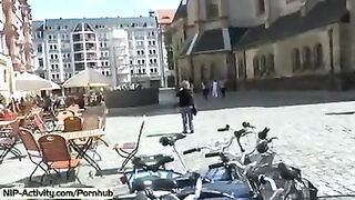 A girl showed her pussy to the whole world in a daring public display