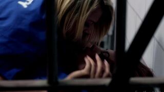 Two girls are licking each other's pussies in the prison cell