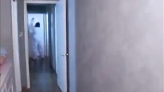 The sexy brunette has sex with a monster straight in the mouth