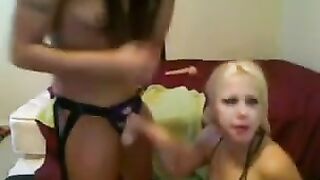 Blonde with big boobs has virtual sex on webcam