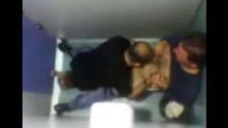 The camera in the toilet shows how the guys suck cock