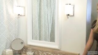 The man fucked his wife in the bathroom, who did not refuse