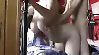 A wife with big boobs fucks her husband in ass at home in this hot video