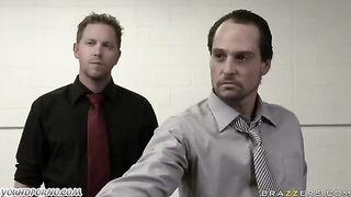 A stunning blonde gets fucked by a hot police officer in this spankbang scene