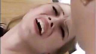 Cute and fragile blonde girl loves anal sex and fisting very much