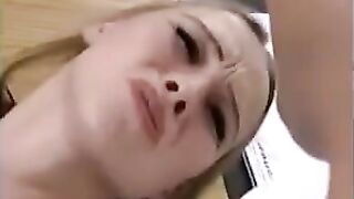 Cute and fragile blonde girl loves anal sex and fisting very much