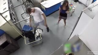 A girl has sex and is not embarrassed in the laundry room