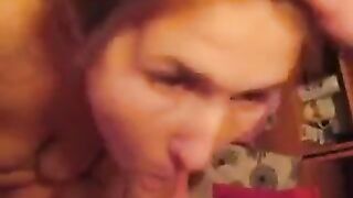 The guy finished in the mouth of his girlfriend, who is a slut