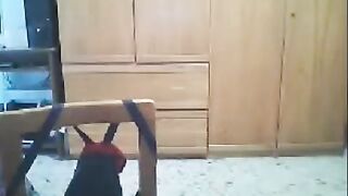 A hot woman fucks in front of the webcam with her husband