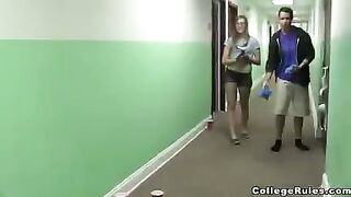 Young people are having fun in a closed room