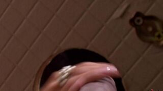 A girl made a blowjob right in the toilet hole
