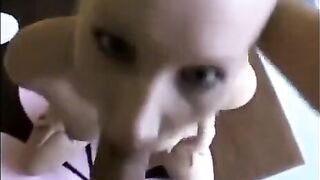 Girl deep in the throat, sucking cock with intense passion