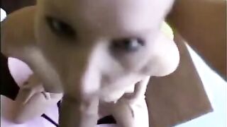 Girl deep in the throat, sucking cock with intense passion