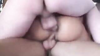 Cute girl loves sex with two guys at once