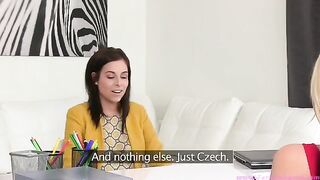 Girl casting with lesbian agent Tracy Lindsay in steamy action