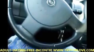 Blonde amateur gives a blowjob to the taxi driver