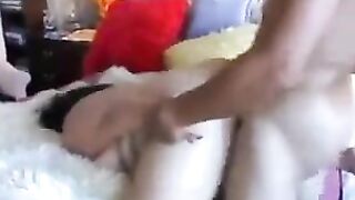 A fat woman has sex with a guy with a big dick