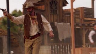 The cowboy punished a girl but licked her sweet pussy instead