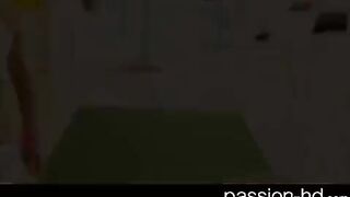 A young brunette wants to have sex while listening music