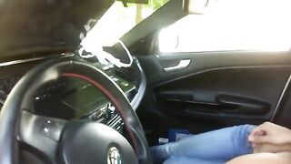 The beautiful girl started to suck cock in the car, it was exciting