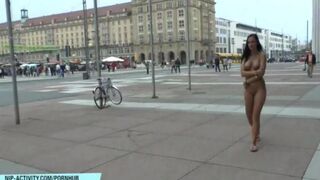 Nude chick walks on the city streets and gets fucked