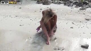 A couple has a private sex session on the Russian beach