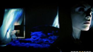 A brunette with natural tits had sex after a bad sleep