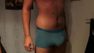 A man cums straight into his underpants from overexcitation