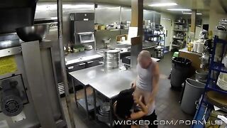 A girl worked hard and wanted to relax, so she got fucked in the kitchen