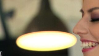 The beautiful girl in stockings fucked in her ass hole