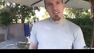 The girl sucks the guy's nipple and he puts his cock in her pussy