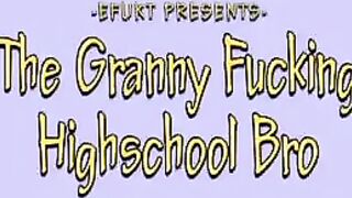 The guy managed to shove his dick in the crotch of a granny-like woman