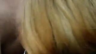 Winter street blowjob with a beautiful girl wearing stockings