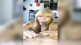 Black beauty got her mouth full of sticky sperm after blowing a cock