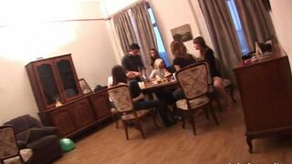 Hot Russian students arranged a gangbang at the party