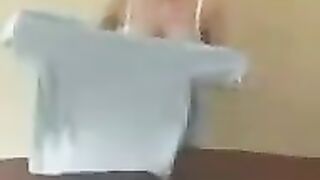 A chick with big milk is giving a master class in this scene