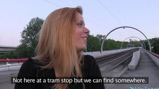 Hot blondie girl fucked by a guy in the bushes on Karachi