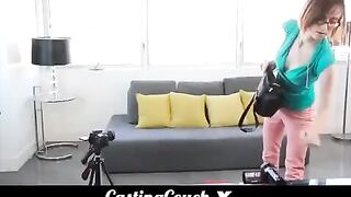 Petite girl fucks at her first porn casting for sex