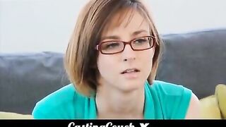 Petite girl fucks at her first porn casting for sex