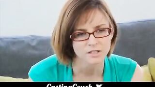 Petite girl fucks at her first porn casting for sex