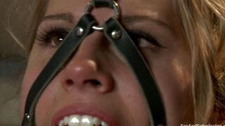 A sexy woman is tied up and roughly fucked in bondage
