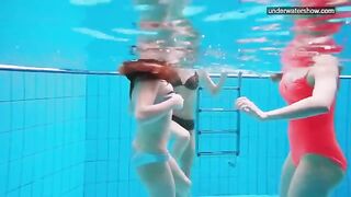 Nude girls in the pool caught on a hidden camera