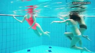 Nude girls in the pool caught on a hidden camera