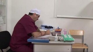 The doctor used a special tool to extend the girl’s pussy